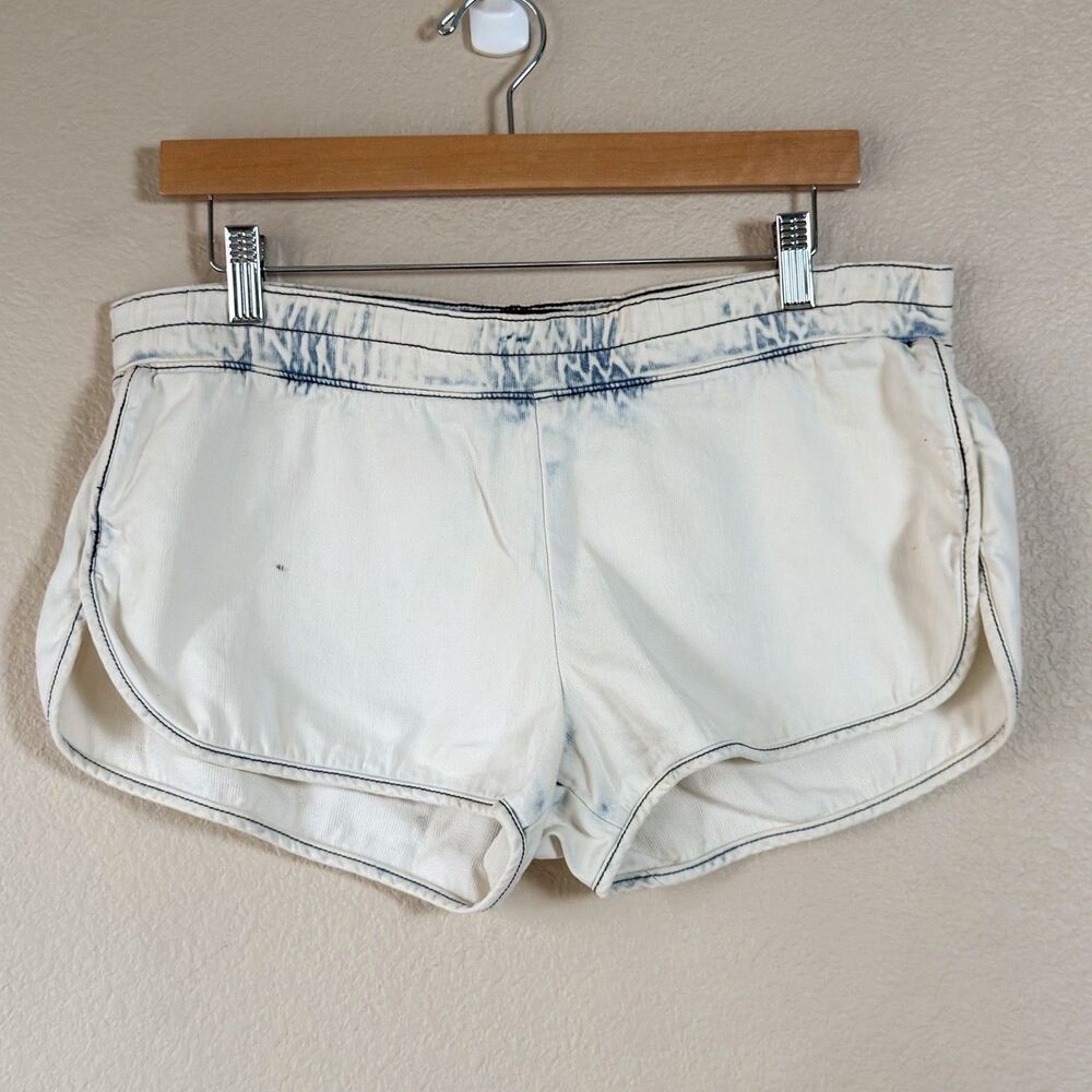 Hidden Jeans Denim Runner Shorts Womens M Blue White Contrast Stitch Mini